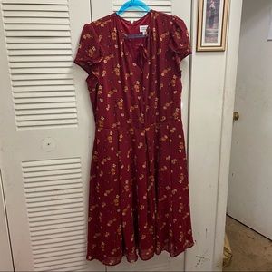 Unique Vintage Rust & Orange Floral Dahlia Dress